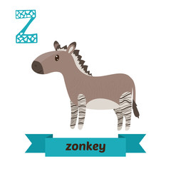 Zonkey. Z letter. Cute children animal alphabet in vector. Funny