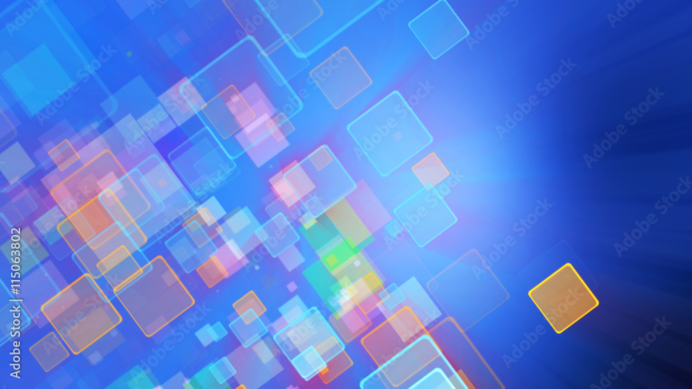 Poster cool blue color motion background with animated squares. light r