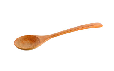 Wooden spoons on white background