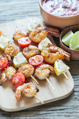 Skewers with shrimps