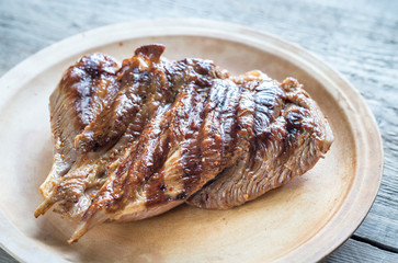 Grilled turkey on the plate