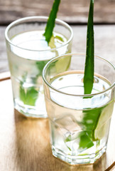 Cocktails of Aloe Vera and coconut juice
