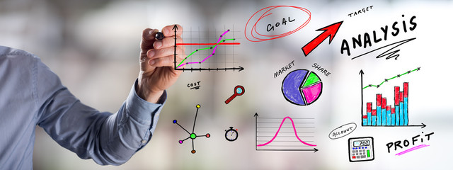 Concept of analysis drawn by a man