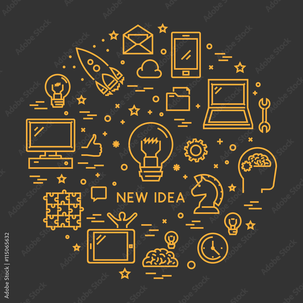Poster vector line design concept web banner for new idea