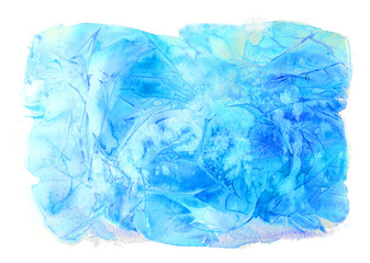 Winter watercolor background. Hand painted frozen frame with white copyspace. Frost texture.