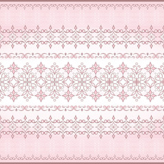 Vintage ornate border on light pink background.