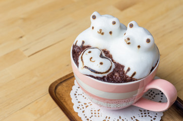 Coffee cup and latte art.
