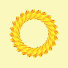 A stylized logo of the sun