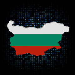 Obraz premium Bulgaria map flag on hex code illustration