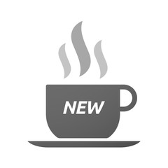 Coffee mug icon with    the text NEW