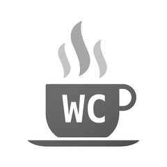 Coffee mug icon with    the text WC