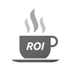 Coffee mug icon with    the return of investment acronym ROI