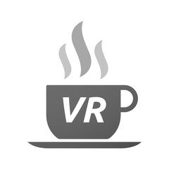 Coffee mug icon with    the virtual reality acronym VR