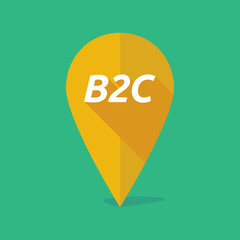 Long shadow map mark icon with    the text B2C