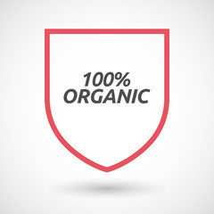Isolated line art shield icon with    the text 100% ORGANIC