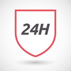 Isolated line art shield icon with    the text 24H