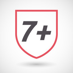Isolated line art shield icon with    the text 7+