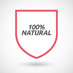 Isolated line art shield icon with    the text 100% NATURAL