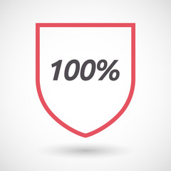 Isolated line art shield icon with    the text 100%