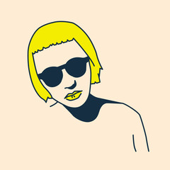 Blonde Bob. Pop art comic style. Minimalism fashion.
