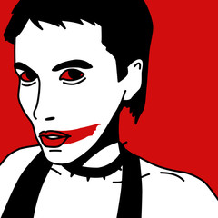 Party Demon. Comics Girl. Pop art style