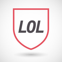Isolated line art shield icon with    the text LOL