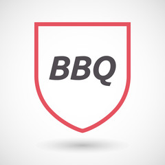 Isolated line art shield icon with    the text BBQ