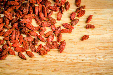 Goji berry dried, closeup background.