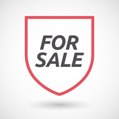 Isolated line art shield icon with    the text FOR SALE