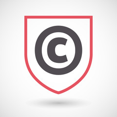 Isolated line art shield icon with    the  copyright sign