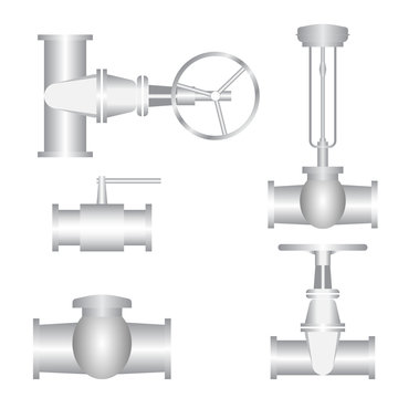 Valve and pipe connection, Pipeline equipment vector illustration.