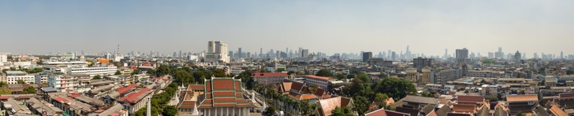 Fototapeta premium The Golden Mount at Wat Saket, Travel Landmark of Bangkok THAILA