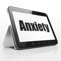 Healthcare concept: Tablet Computer with Anxiety on display