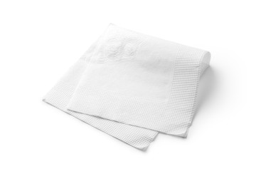 White paper napkin isolated on white background