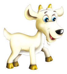 Cartoon happy goat - isolated - illustration for children