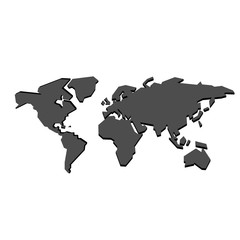 World Map with shadows. Simple picture of word map on white background. Vector illustration.