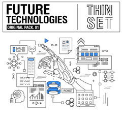 New modern thin line icons set technology of future