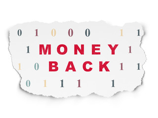 Business concept: Money Back on Torn Paper background