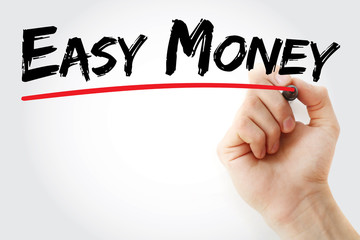 Hand writing Easy Money with marker, concept background