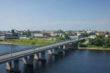 Naklejka na ściany i meble Velikaya River in Pskov, Russia