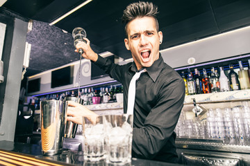 Bartender working in a nightclub