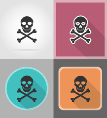 pirate skull and crossbones flat icons vector illustration