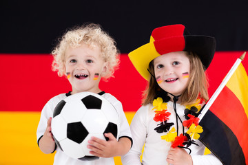 Happy kids, German football supporters