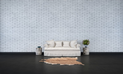 white brick living room