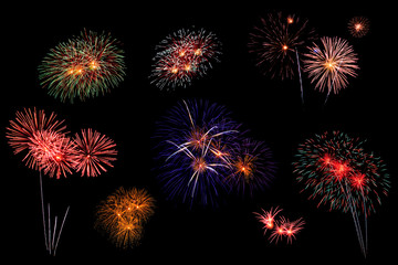 abstract Fireworks light up the dark sky