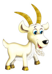 Cartoon happy goat - isolated - illustration for children