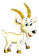 Cartoon happy goat - isolated - illustration for children