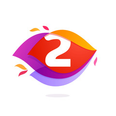 Number two logo in flame intersection icon.
