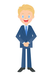 手を前に組むビジネスマン　男性会社員のイラスト素材