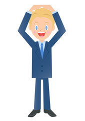 正解ポーズのビジネスマン　男性会社員のイラスト素材